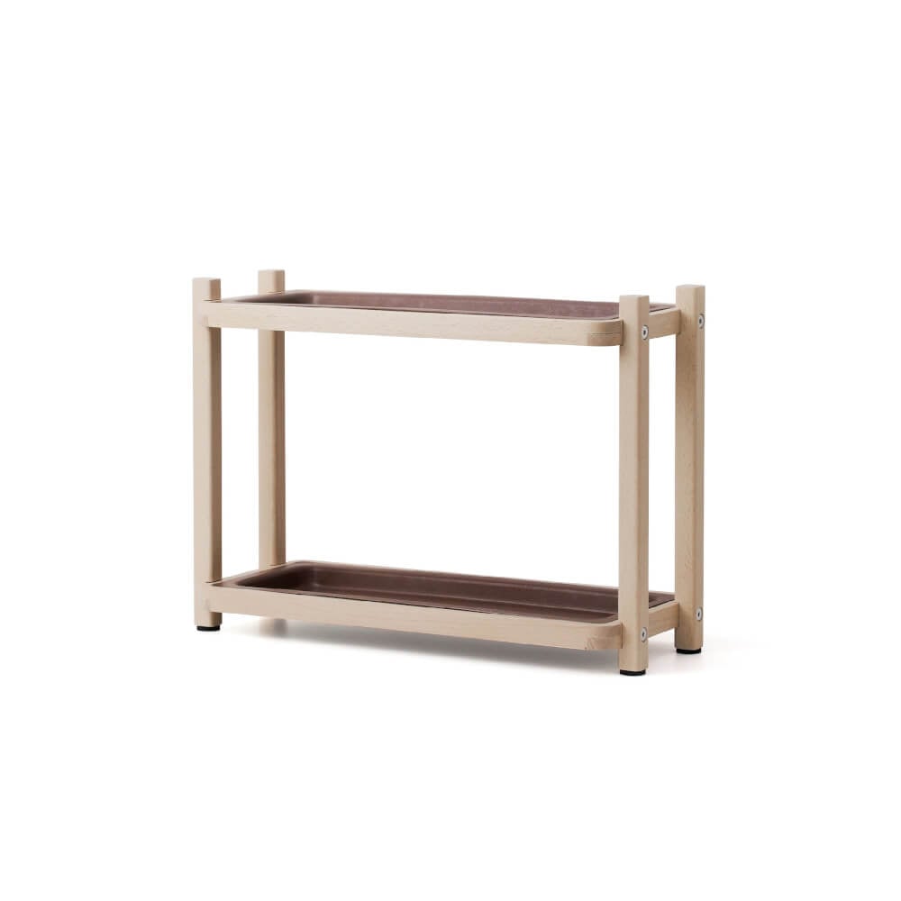 ชั้นเอนกประสงค์ถาดไม้ 2 ชั้นดีไซน์สวยไม้บีชจริง Pana Objects รุ่น Simon: Organizer tray ไม้บีชถาดรองสีน้ำตาลเข้ม size 45.2x18x32.4 ซม