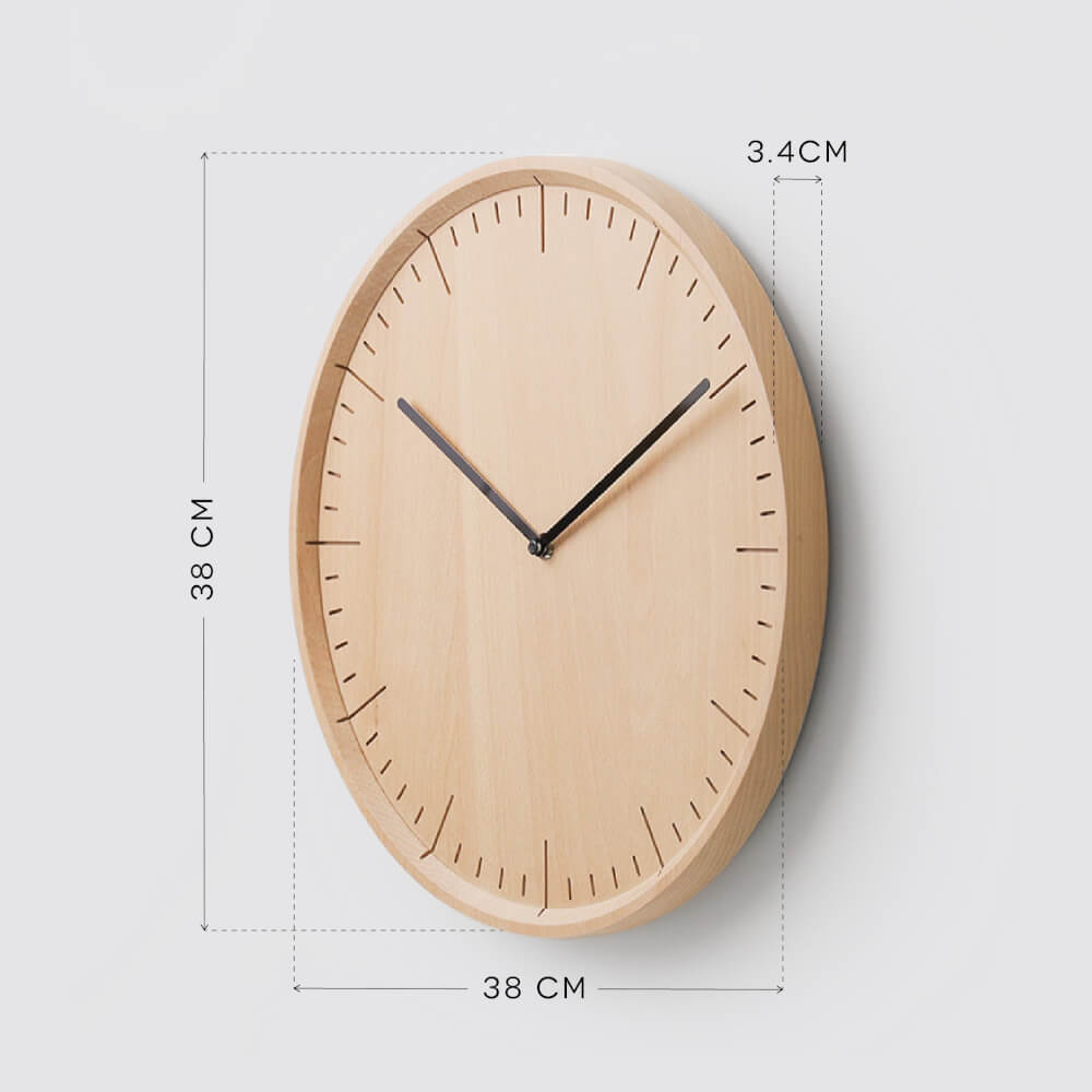 นาฬิกาแขวนผนังไม้บีชจริง Pana Objects รุ่น Meter 38 cm เรือนไม้ทำสีเขียวเข็มทองแดง: ดีไซน์มินิมอลลายเส้นเครื่องเดินเงียบ size 38x38x3.4  cm
