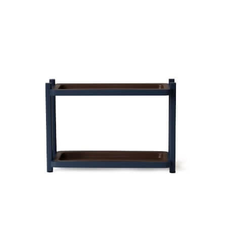 ชั้นเอนกประสงค์ถาดไม้ 2 ชั้นดีไซน์สวยไม้บีชจริง Pana Objects รุ่น Simon: Organizer tray ไม้บีชทำสีน้ำเงินถาดรองสีน้ำตาลเข้ม size 45.2x18x32.4 ซม_0