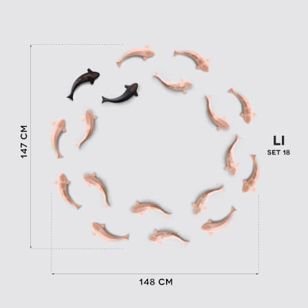 ปลาคาร์ปตกแต่งผนังเสริมมงคลขึ้นชิ้นงาน 3 มิติไม้บีชจริง Pana Objects รุ่น Li: SET 18 Koi wall decoration size 4.3 x 26 x 2.2 ซม_4