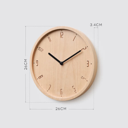 นาฬิกาแขวนผนังไม้บีชจริง Pana Objects รุ่น Timy-C 26 cm เรือนไม้เข็มดำ: ดีไซน์มินิมอลตัวเลขเรียบง่าย เครื่องเดินเงียบ size 26x26x3.4  cm_4