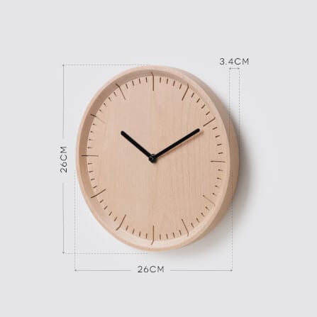 นาฬิกาแขวนผนังไม้บีชจริง Pana Objects รุ่น Meter 26 cm เรือนไม้ทำสีน้ำเงินเข็มเงิน: ดีไซน์มินิมอลตัวเส้นเรียบง่าย เครื่องเดินเงียบ size 26x26x3.4  cm_4