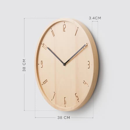 นาฬิกาแขวนผนังไม้บีชจริง Pana Objects รุ่น Timy 38 cm เรือนไม้ทำสีเหลืองเข็มขาว: ดีไซน์มินิมอลตัวเลขเครื่องเดินเงียบ size 38x38x3.4  cm_4