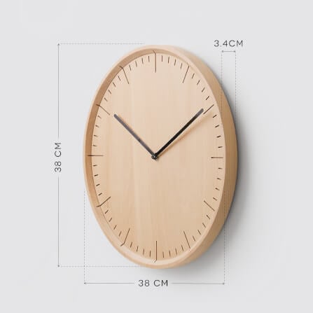 นาฬิกาแขวนผนังไม้บีชจริง Pana Objects รุ่น Meter 38 cm เรือนไม้ทำสีเขียวเข็มทองแดง: ดีไซน์มินิมอลลายเส้นเครื่องเดินเงียบ size 38x38x3.4  cm_4