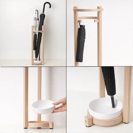 ที่จัดเก็บร่มวางร่มได้จำนวน 5 คันดีไซน์สวยไม้บีชจริง Pana Objects รุ่น Steve: Umbrella Stand สีไม้บีชธรรมชาติ ถาดรองน้ำสีขาว size 15x18x52 ซม_6