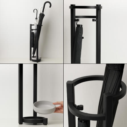 ที่จัดเก็บร่มวางร่มได้จำนวน 5 คันดีไซน์สวยไม้บีชจริง Pana Objects รุ่น Steve: Umbrella Stand ทำสีน้ำเงินนาวี ถาดรองน้ำสีขาว size 15x18x52 ซม_6