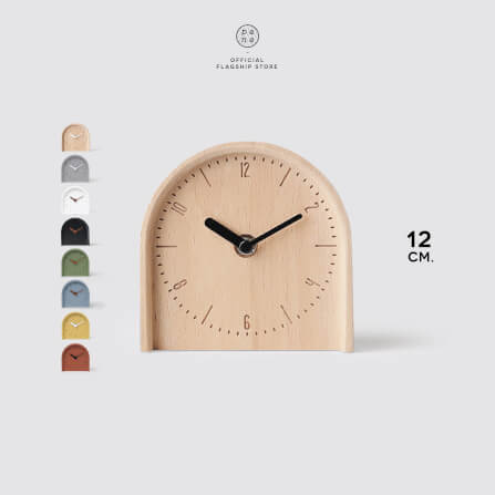 นาฬิกาตั้งโต๊ะและแขวนผนังไม้บีชจริง Pana Objects รุ่น Coby-T 12 cm เรือนไม้ทำสีเขียวเข็มทองแดง: ดีไซน์มินิมอลด้วยเส้นและตัวเลขเรียบง่าย เครื่องเดินเงียบ size 12x12x3.4  cm_5