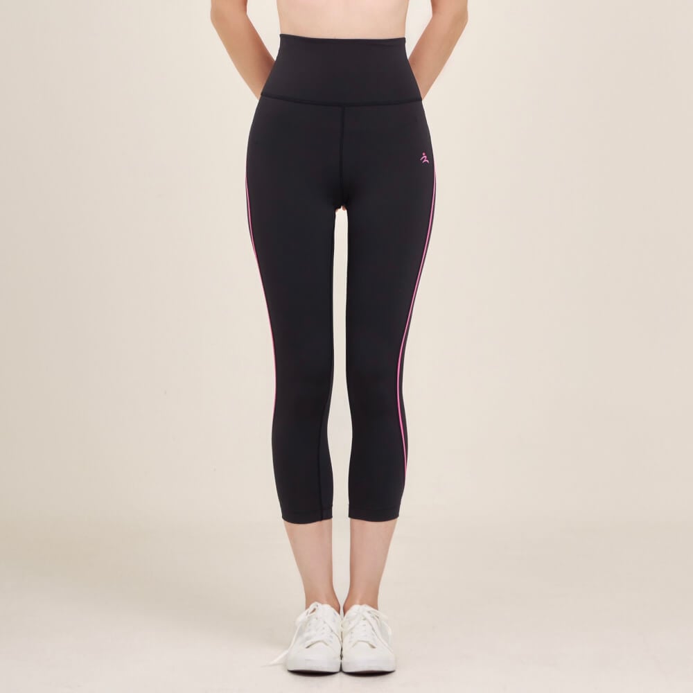 กางเกงขา 5 ส่วนเอวสูง D&P Sport DP-2786 ไซส์ L สีดำแถบชมพู
