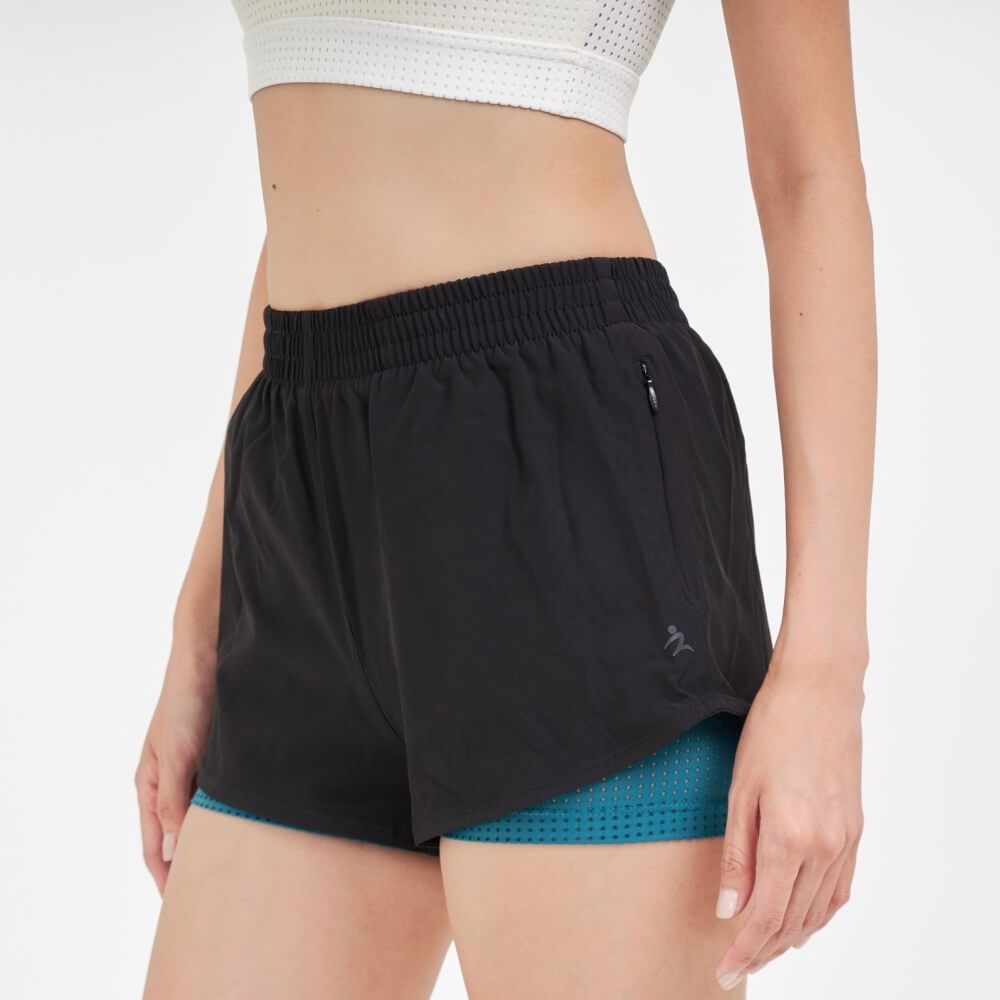 กางเกงขาสั้นมีซับใน D&P Sport DP-3255 ไซส์ L สีดำ/เขียว