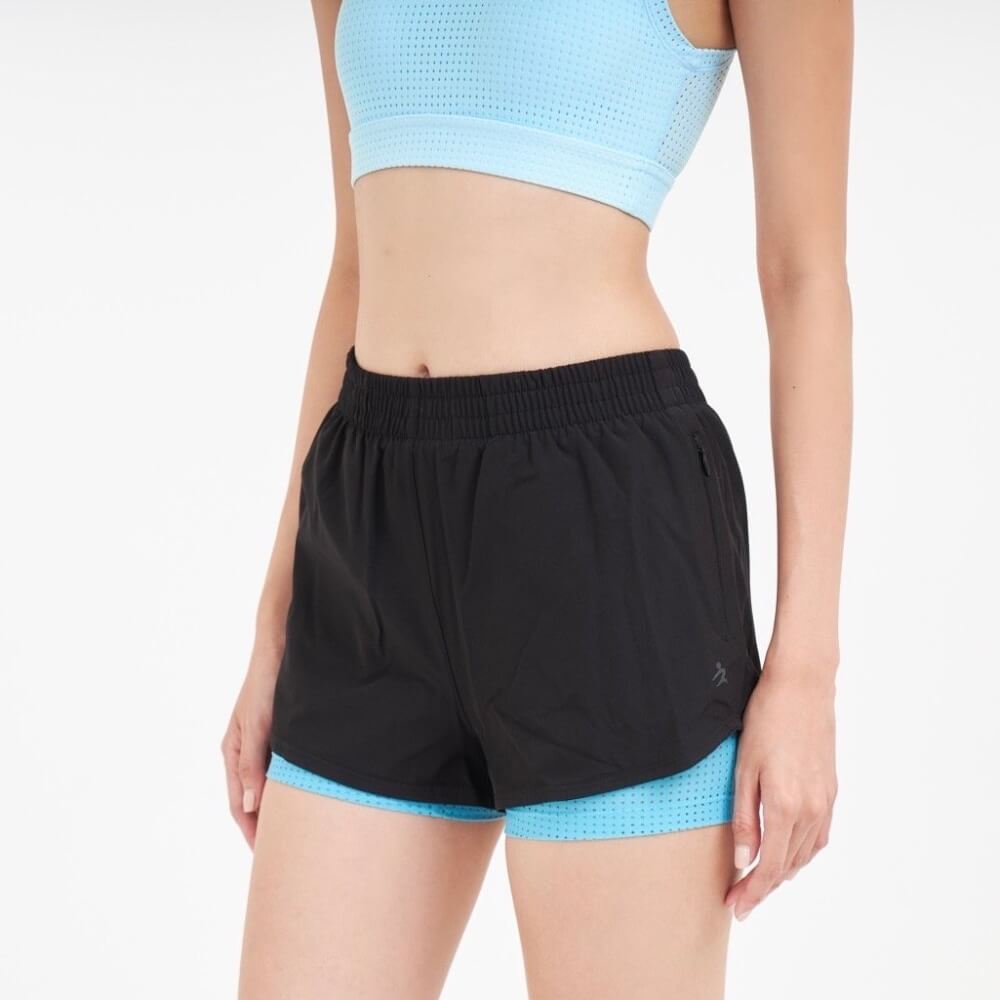 กางเกงขาสั้นมีซับใน D&P Sport DP-3255 ไซส์ L สีดำ/ฟ้า