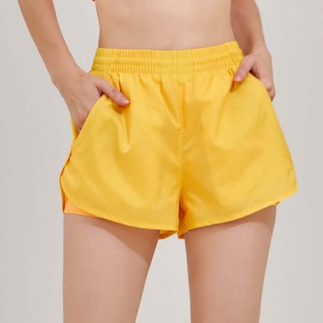 กางเกงขาสั้นมีซับใน D&P Sport DP-3267 ไซส์ S สีเหลือง