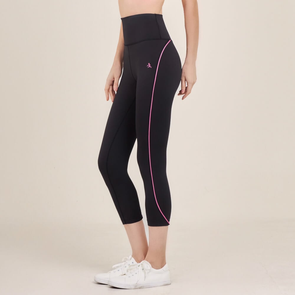 กางเกงขา 5 ส่วนเอวสูง D&P Sport DP-2786 ไซส์ L สีดำแถบชมพู