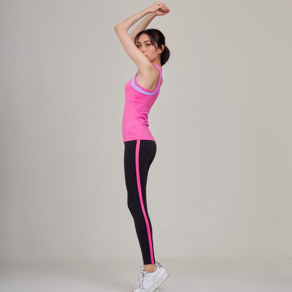  เลกกิ้งขายาวเอวสูง D&P Sport DP-2796 ไซส์ XXL สีดำ/ชมพู