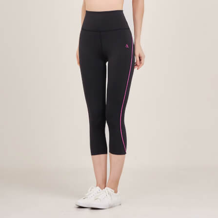 กางเกงขา 5 ส่วนเอวสูง D&P Sport DP-2786 ไซส์ S สีดำแถบชมพูเข้ม_1
