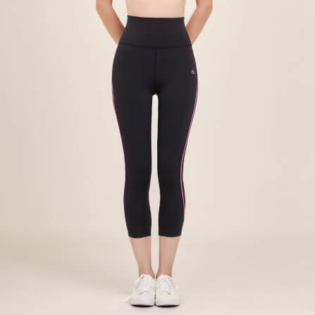 กางเกงขา 5 ส่วนเอวสูง D&P Sport DP-2786 ไซส์ L สีดำแถบชมพู_1