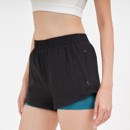 กางเกงขาสั้นมีซับใน D&P Sport DP-3255 ไซส์ L สีดำ/เขียว_1