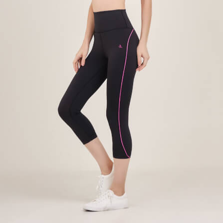 กางเกงขา 5 ส่วนเอวสูง D&P Sport DP-2786 ไซส์ S สีดำแถบชมพูเข้ม_2
