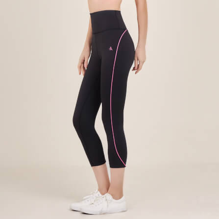 กางเกงขา 5 ส่วนเอวสูง D&P Sport DP-2786 ไซส์ L สีดำแถบชมพู_2