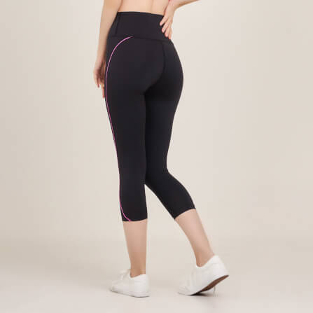กางเกงขา 5 ส่วนเอวสูง D&P Sport DP-2786 ไซส์ S สีดำแถบชมพูเข้ม_3