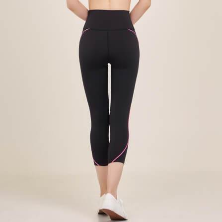 กางเกงขา 5 ส่วนเอวสูง D&P Sport DP-2786 ไซส์ L สีดำแถบชมพู_3