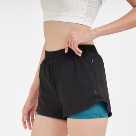 กางเกงขาสั้นมีซับใน D&P Sport DP-3255 ไซส์ L สีดำ/เขียว_3