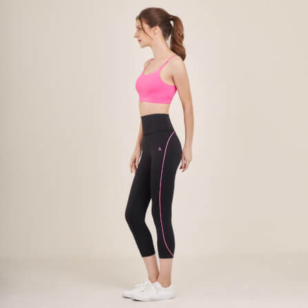 กางเกงขา 5 ส่วนเอวสูง D&P Sport DP-2786 ไซส์ L สีดำแถบชมพู_4