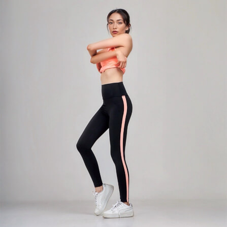  เลกกิ้งขายาวเอวสูง D&P Sport DP-2796 ไซส์ M สีดำ/ส้ม_3