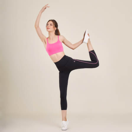 กางเกงขา 5 ส่วนเอวสูง D&P Sport DP-2786 ไซส์ L สีดำแถบชมพู_7