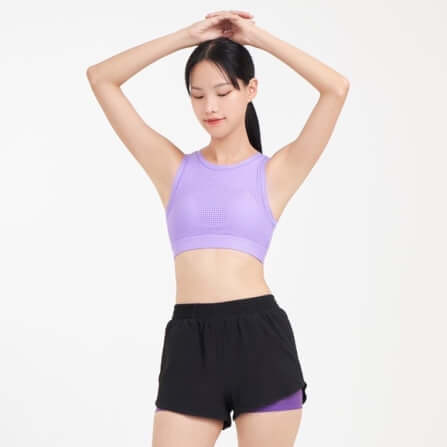 กางเกงขาสั้นมีซับใน D&P Sport DP-3255 ไซส์ L สีดำ/ม่วง_6