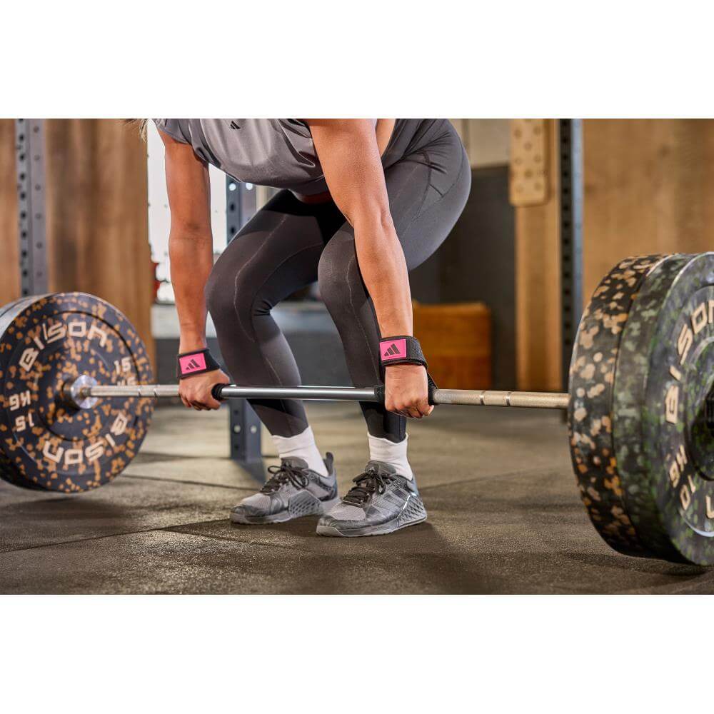 สายรัดข้อมือยกน้ำหนัก ADIDAS LIFTING STRAPS สีดำ/ชมพู 1 คู่_6