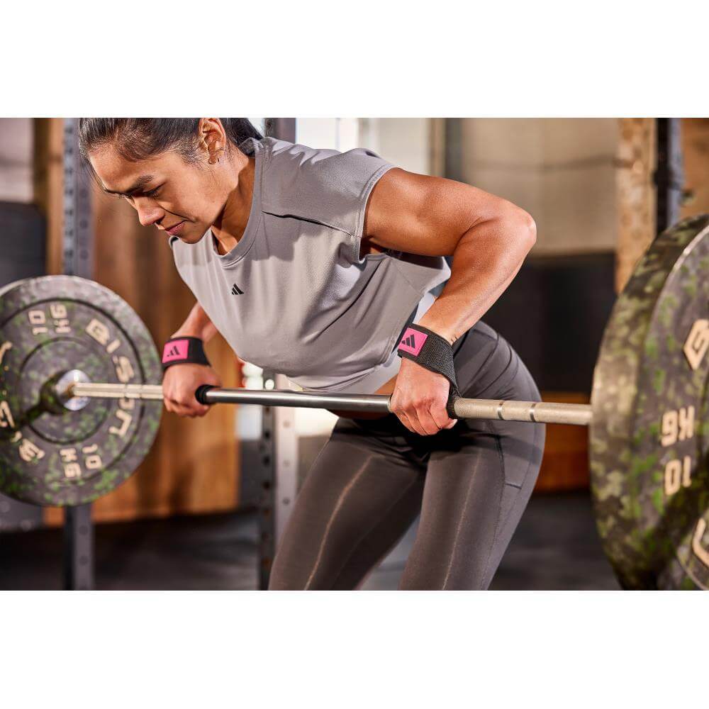 สายรัดข้อมือยกน้ำหนัก ADIDAS LIFTING STRAPS สีดำ/ชมพู 1 คู่_9