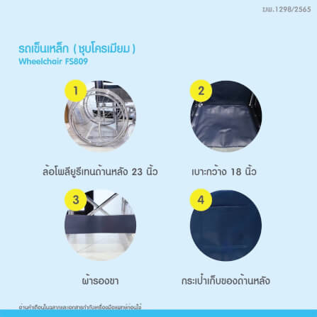 รถเข็นวีลแชร์ MEDHUB TCC021 รุ่นโครเมียม สีกรมท่า_1