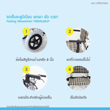 รถเข็นวีลแชร์ MEDHUB TCC024 รุ่นพกพาง่าย ลายสก็อต_1