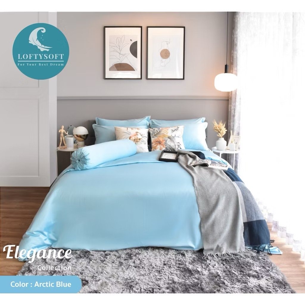 ชุดผ้าปูที่นอน 6 ฟุต 4 ชิ้น LOFTYSOFT Elegance Collection - Arctic Blue SET C_1