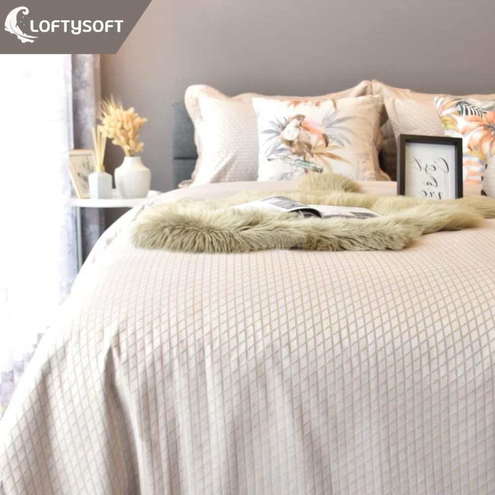 ชุดผ้าปูที่นอน 3.5 ฟุต 2 ชิ้น LOFTYSOFT Diamond Collection - Autumn Beige SET A