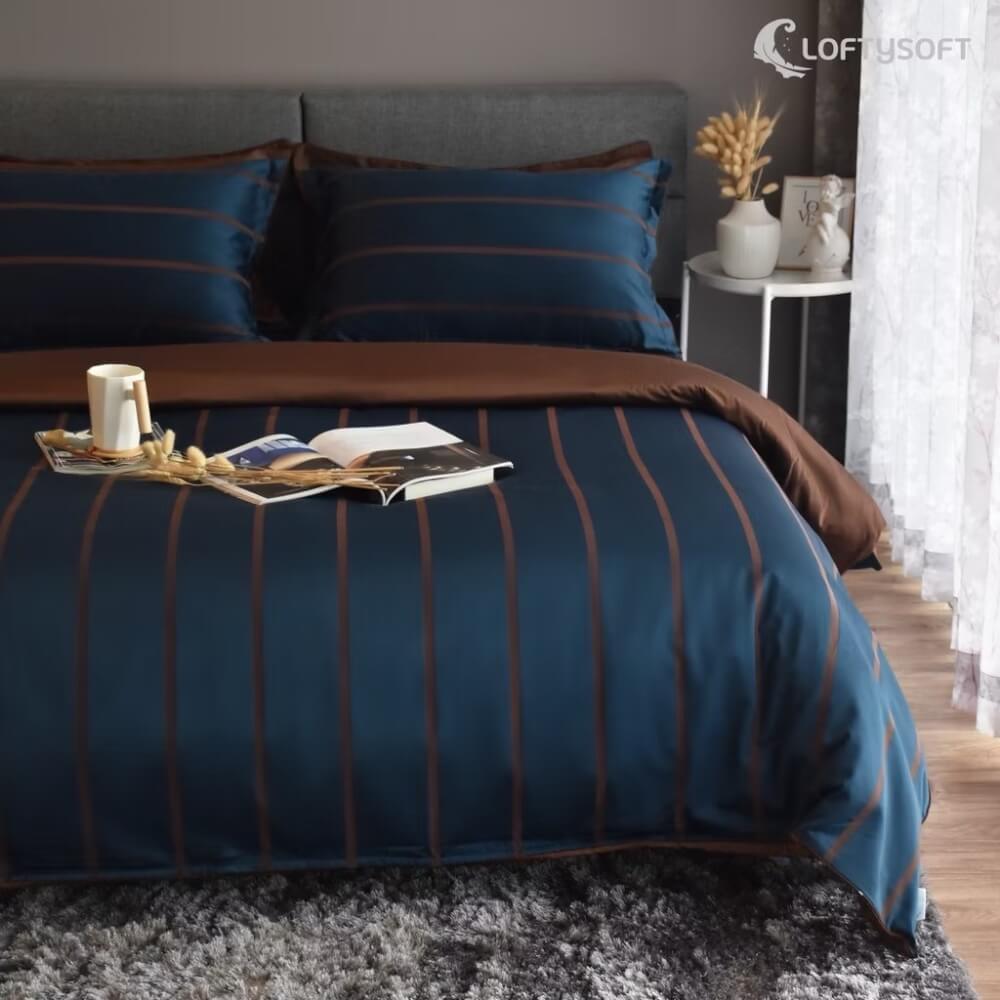 ชุดผ้าปูที่นอน 5 ฟุต 5 ชิ้น LOFTYSOFT Charisma Collection - Royal Blue SET D