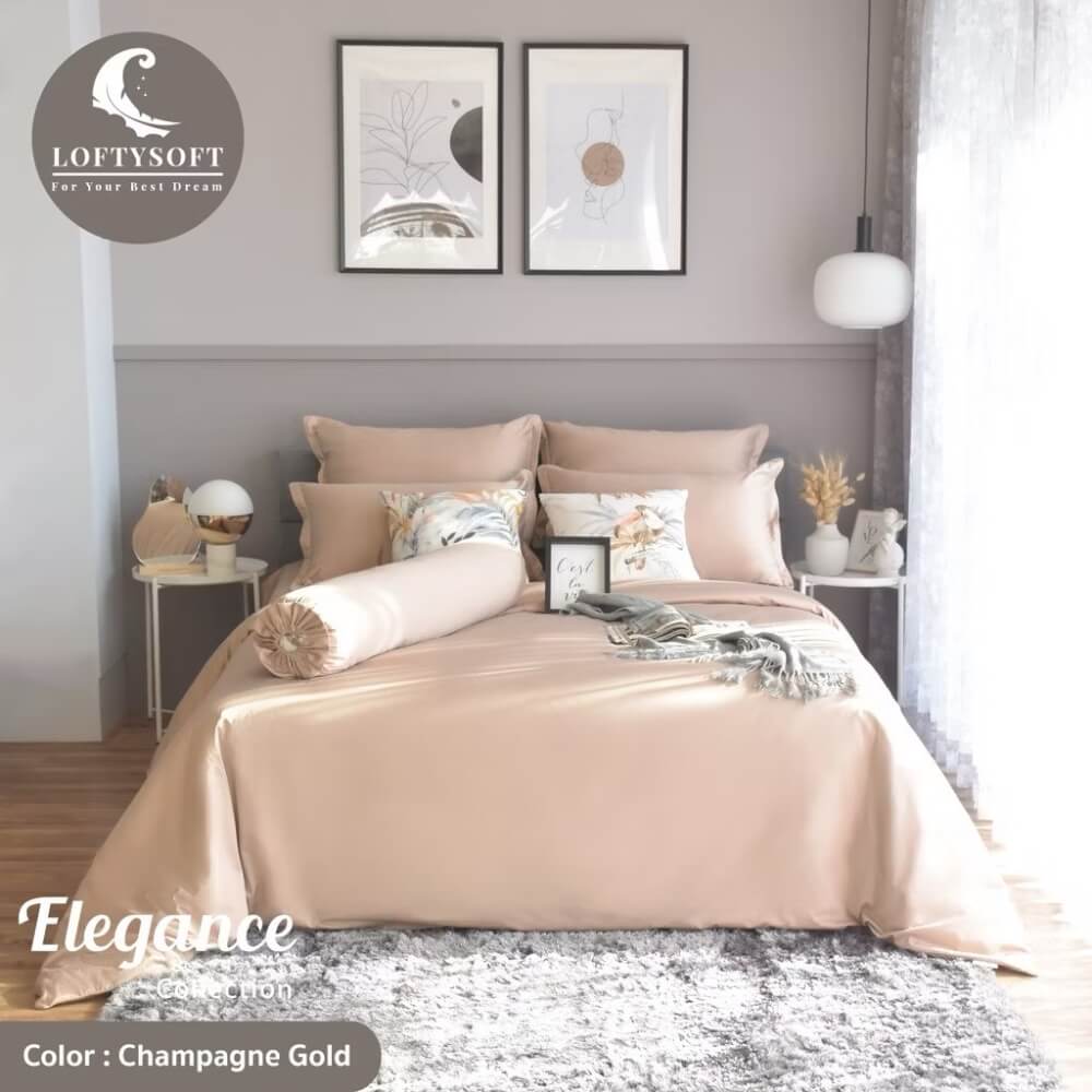 ชุดผ้าปูที่นอน 3.5 ฟุต 3 ชิ้น LOFTYSOFT Elegance Collection - Champagne Gold SET C