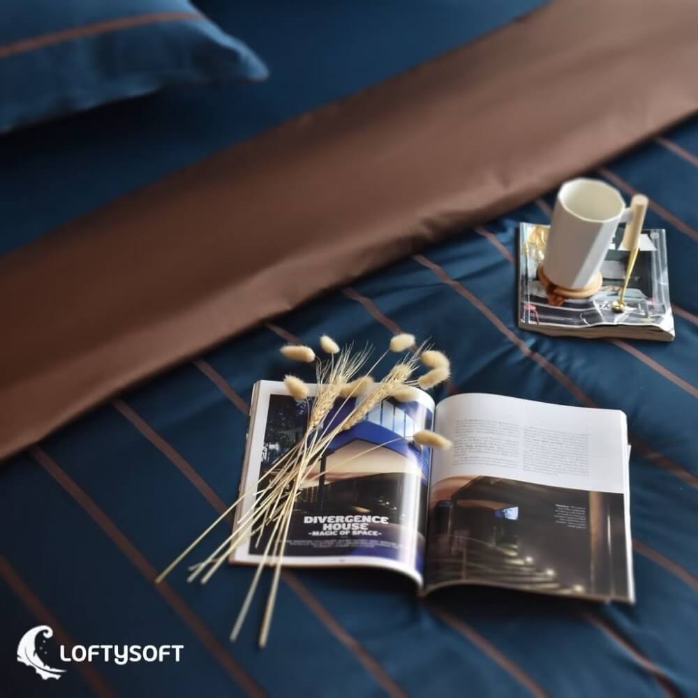 ชุดผ้าปูที่นอน 5 ฟุต 5 ชิ้น LOFTYSOFT Charisma Collection - Royal Blue SET D