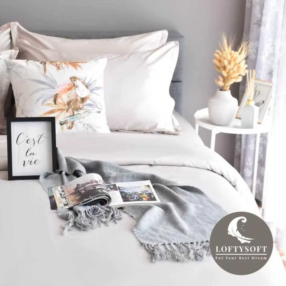 ชุดผ้าปูที่นอน 3.5 ฟุต 4 ชิ้น LOFTYSOFT Elegance Collection - Autumn Beige SET D