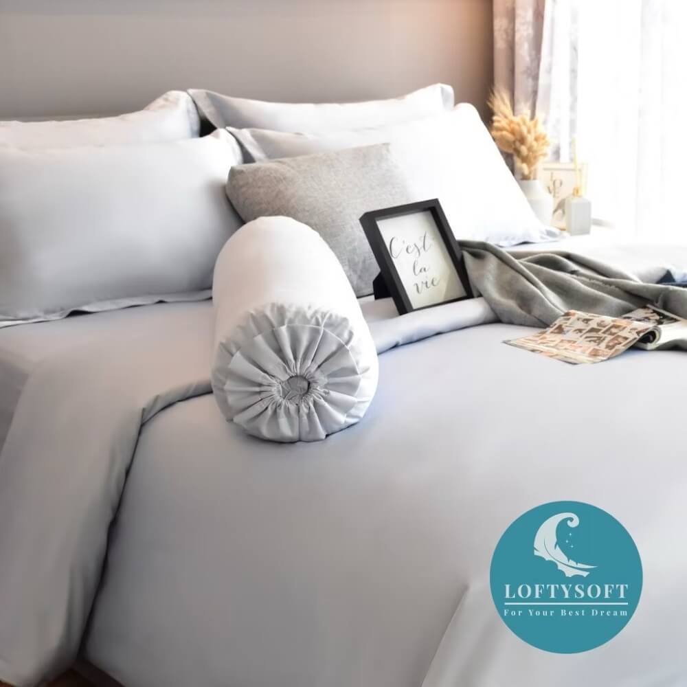ชุดผ้าปูที่นอน 5 ฟุต 4 ชิ้น LOFTYSOFT Elegance Collection - Misty Blue SET C