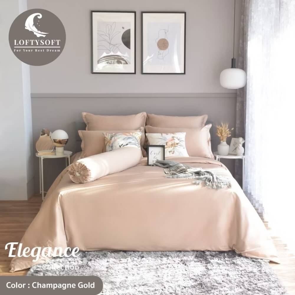 ชุดผ้าปูที่นอน 3.5 ฟุต 3 ชิ้น LOFTYSOFT Elegance Collection - Champagne Gold SET C