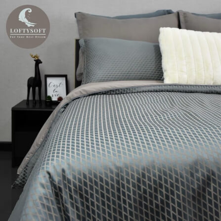 ชุดผ้าปูที่นอน 5 ฟุต 3 ชิ้น LOFTYSOFT Diamond Collection - Gauntlet Grey SET A_0