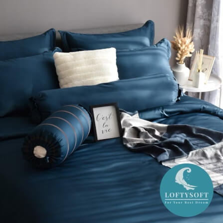 ชุดผ้าปูที่นอน 6 ฟุต 4 ชิ้น LOFTYSOFT Elegance Collection - Royal Blue SET B_0