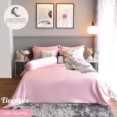 ชุดผ้าปูที่นอน 6 ฟุต 4 ชิ้น LOFTYSOFT Elegance Collection - Rose Pink SET C_1
