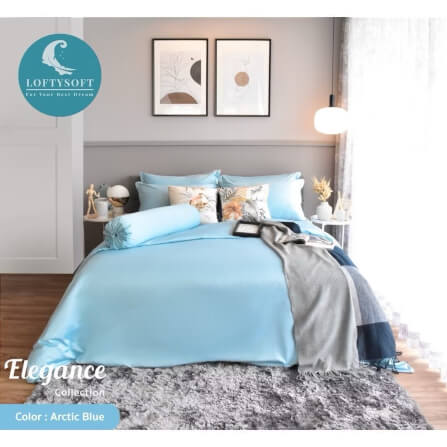 ชุดผ้าปูที่นอน 5 ฟุต 5 ชิ้น LOFTYSOFT Elegance Collection - Arctic Blue SET D_1