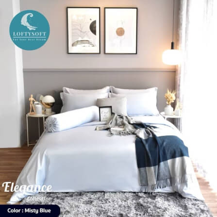 ชุดผ้าปูที่นอน 5 ฟุต 4 ชิ้น LOFTYSOFT Elegance Collection - Misty Blue SET C_1