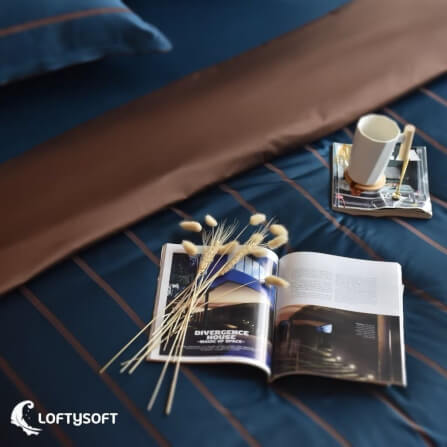 ชุดผ้าปูที่นอน 6 ฟุต 4 ชิ้น LOFTYSOFT Charisma Collection - Royal Blue SET C_2