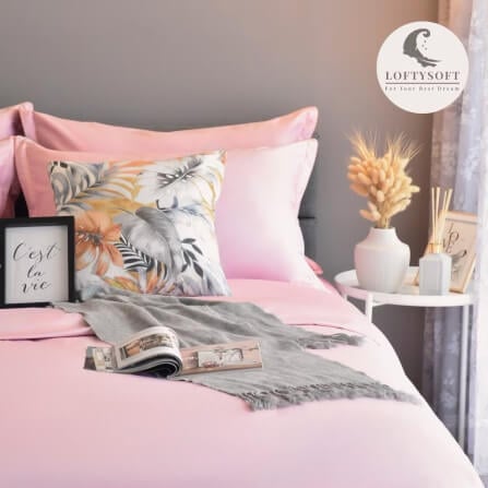 ชุดผ้าปูที่นอน 6 ฟุต 4 ชิ้น LOFTYSOFT Elegance Collection - Rose Pink SET C_2
