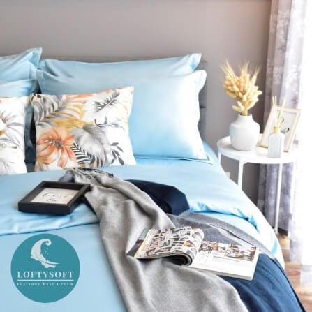 ชุดผ้าปูที่นอน 5 ฟุต 5 ชิ้น LOFTYSOFT Elegance Collection - Arctic Blue SET D_2
