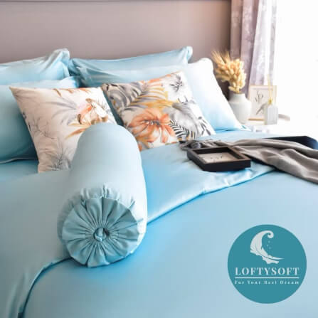 ชุดผ้าปูที่นอน 6 ฟุต 5 ชิ้น LOFTYSOFT Elegance Collection - Arctic Blue SET D_3